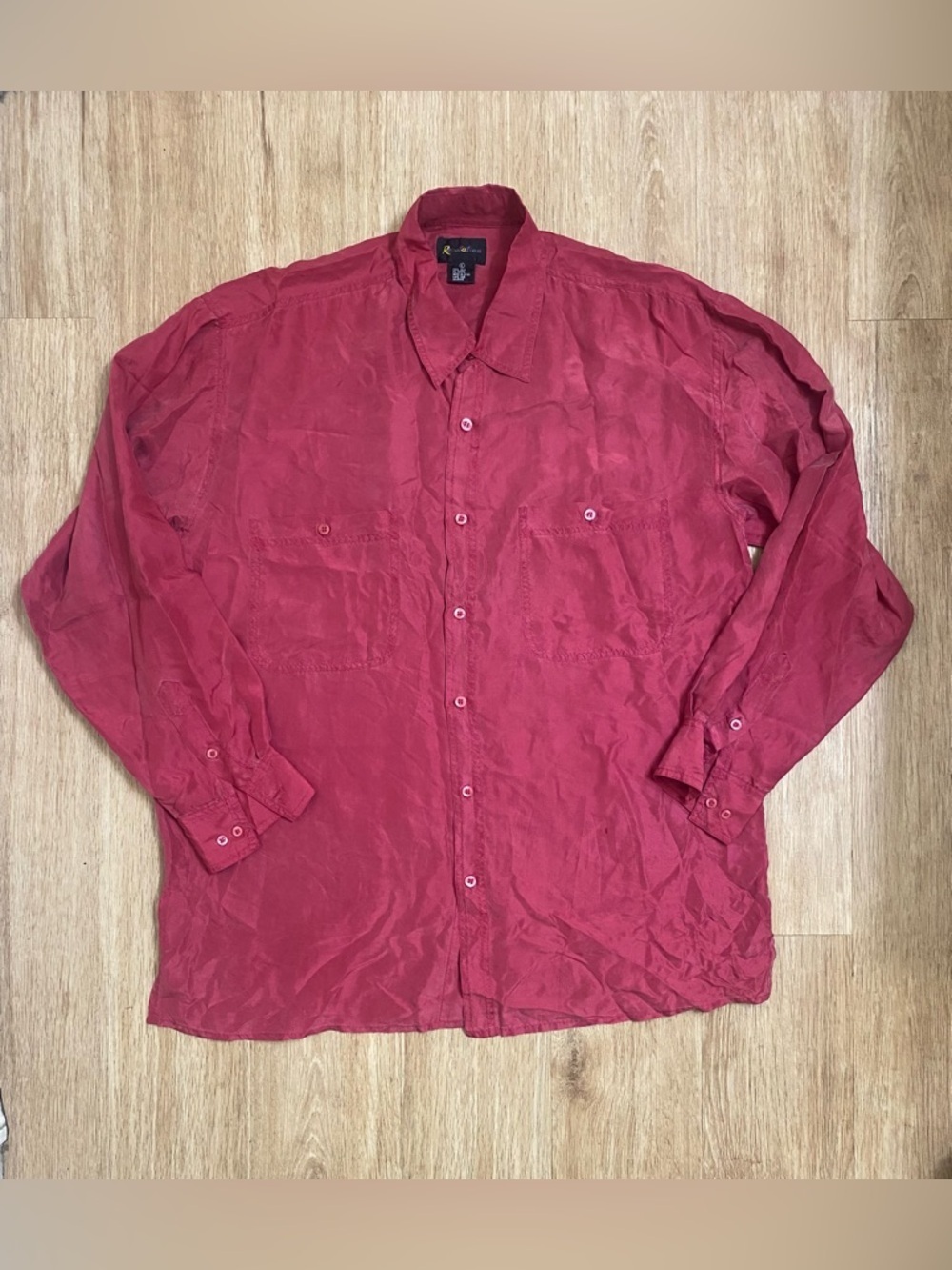 Reputation Men's 100% Silk Red Button-Up Shirt Jacket